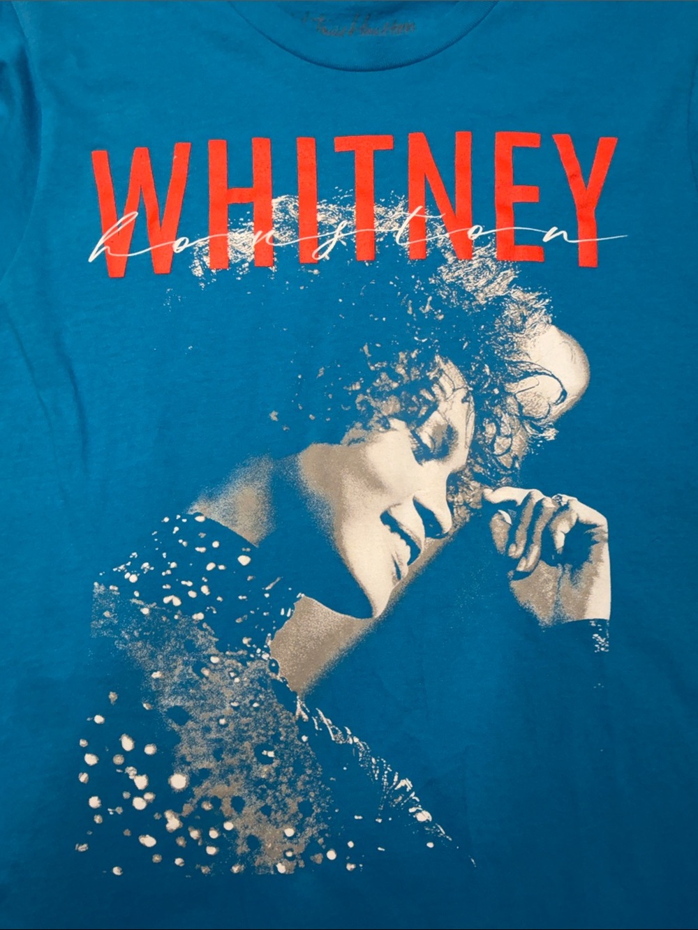 Whitney Houston Blue Graphic Tee Short Sleeve Crewneck T-Shirt Sz M - Picture 5 of 6